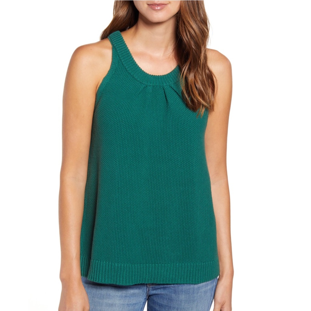 Caslon Green Sleeveless Cotton Sweater Tank Top M